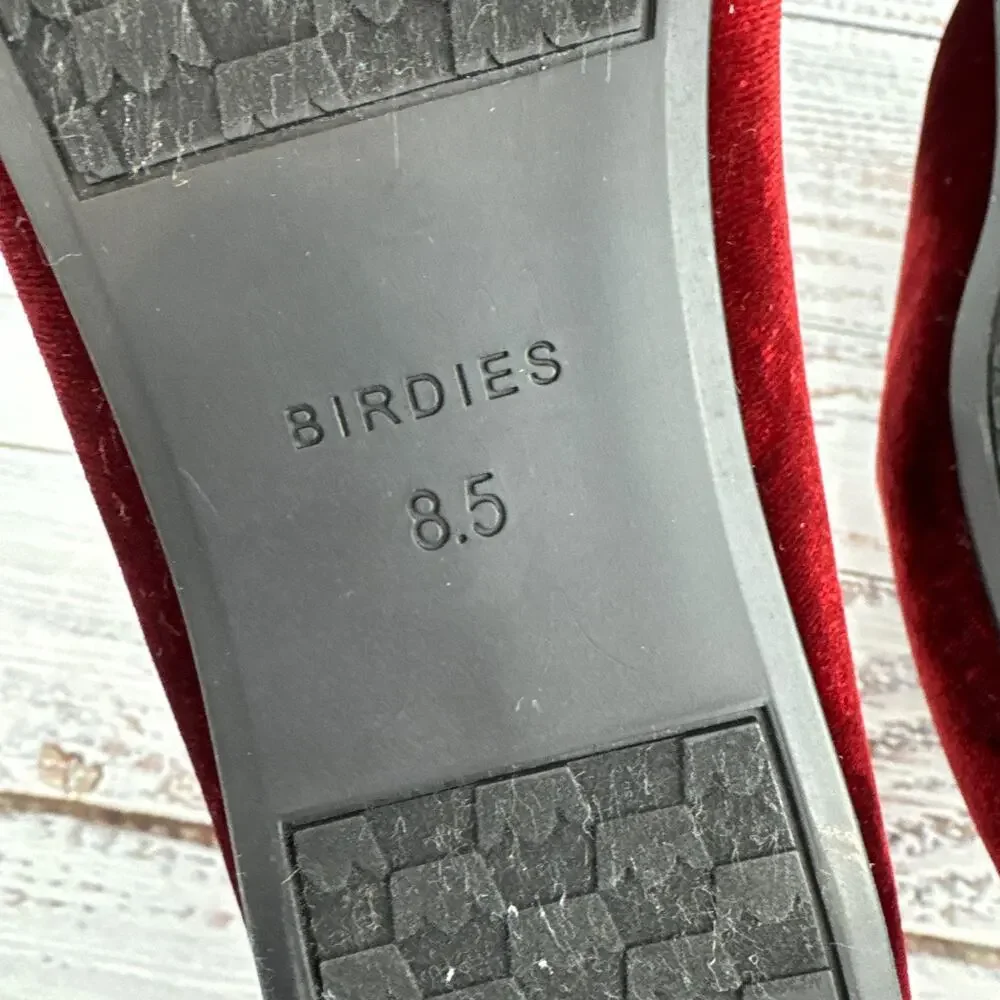 Birdies The Heron Womens 8.5 Slip On Flats Garnet Red Velvet